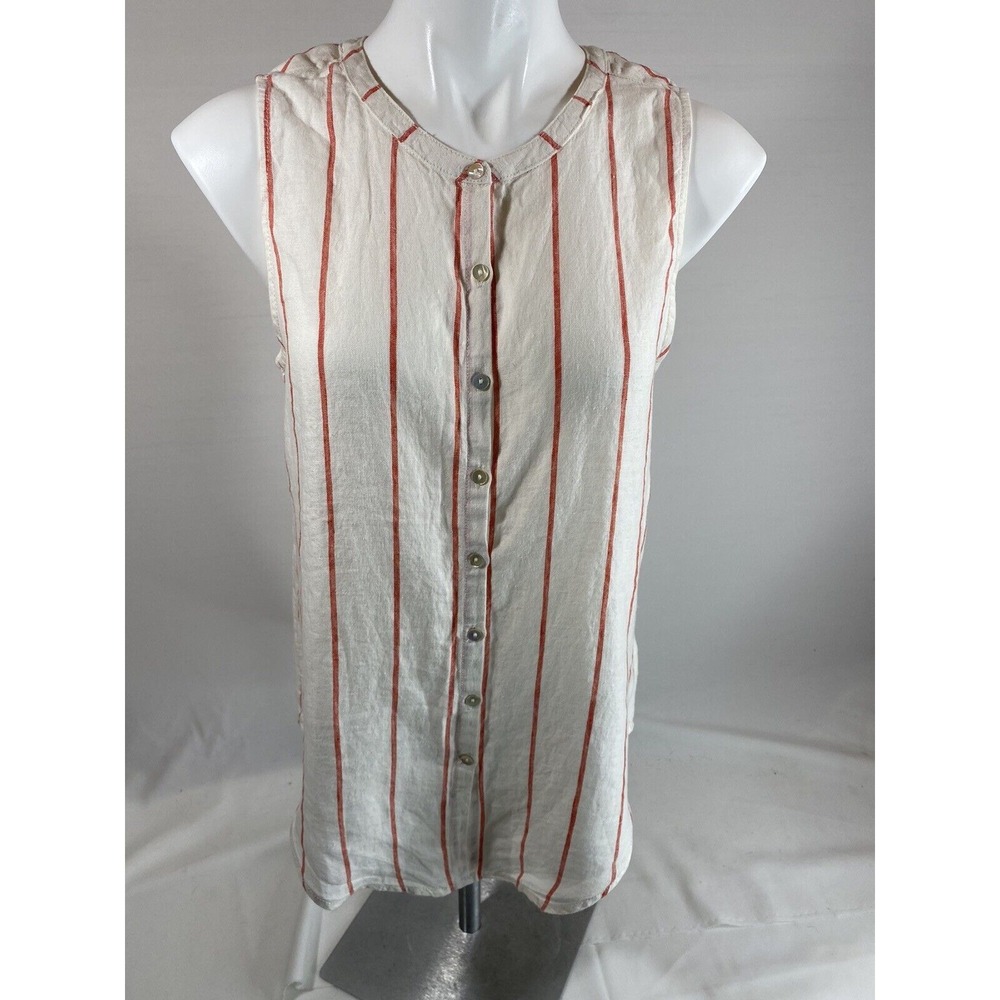 C And C California Linen Tunic Womens Small Striped Coastal Minimalist Chic